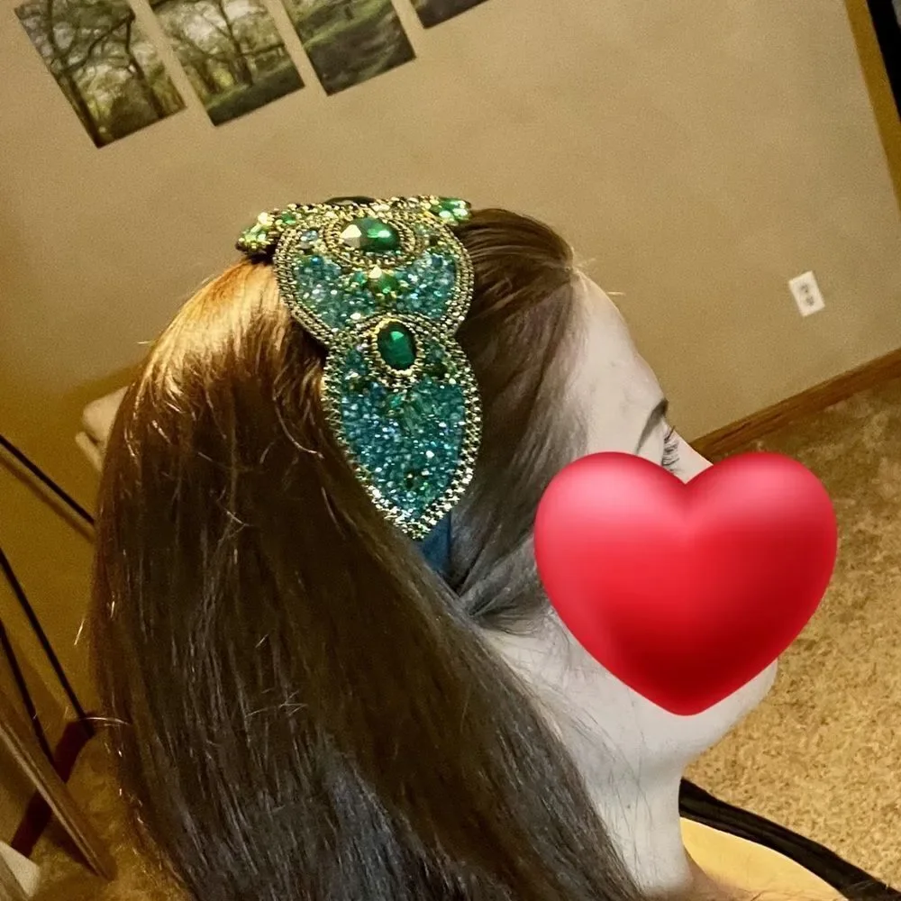 Cubic Zirconia Decor Headband Gorgeous Wide Edge Gem Rhinestone‎ Headband